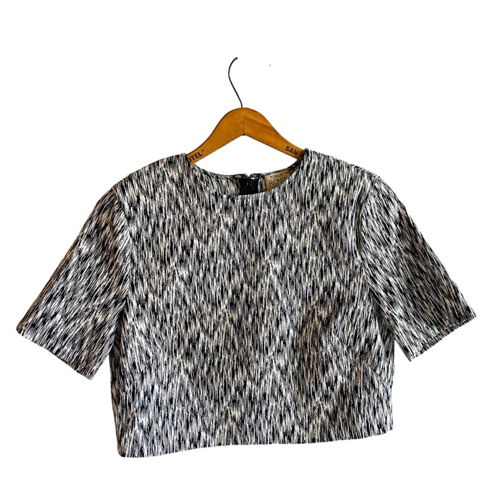 Torn by Ronny Kobo Black White Boxy Crop Top